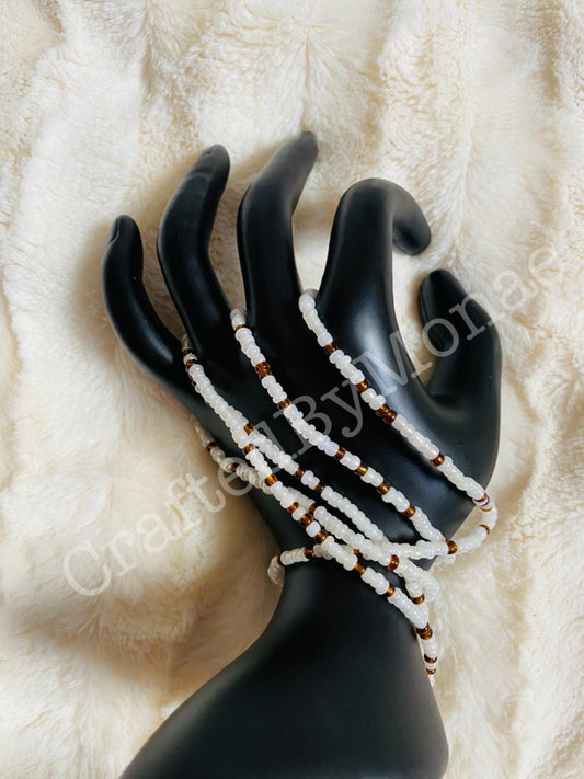 White and Clear Bronze Waistbeads