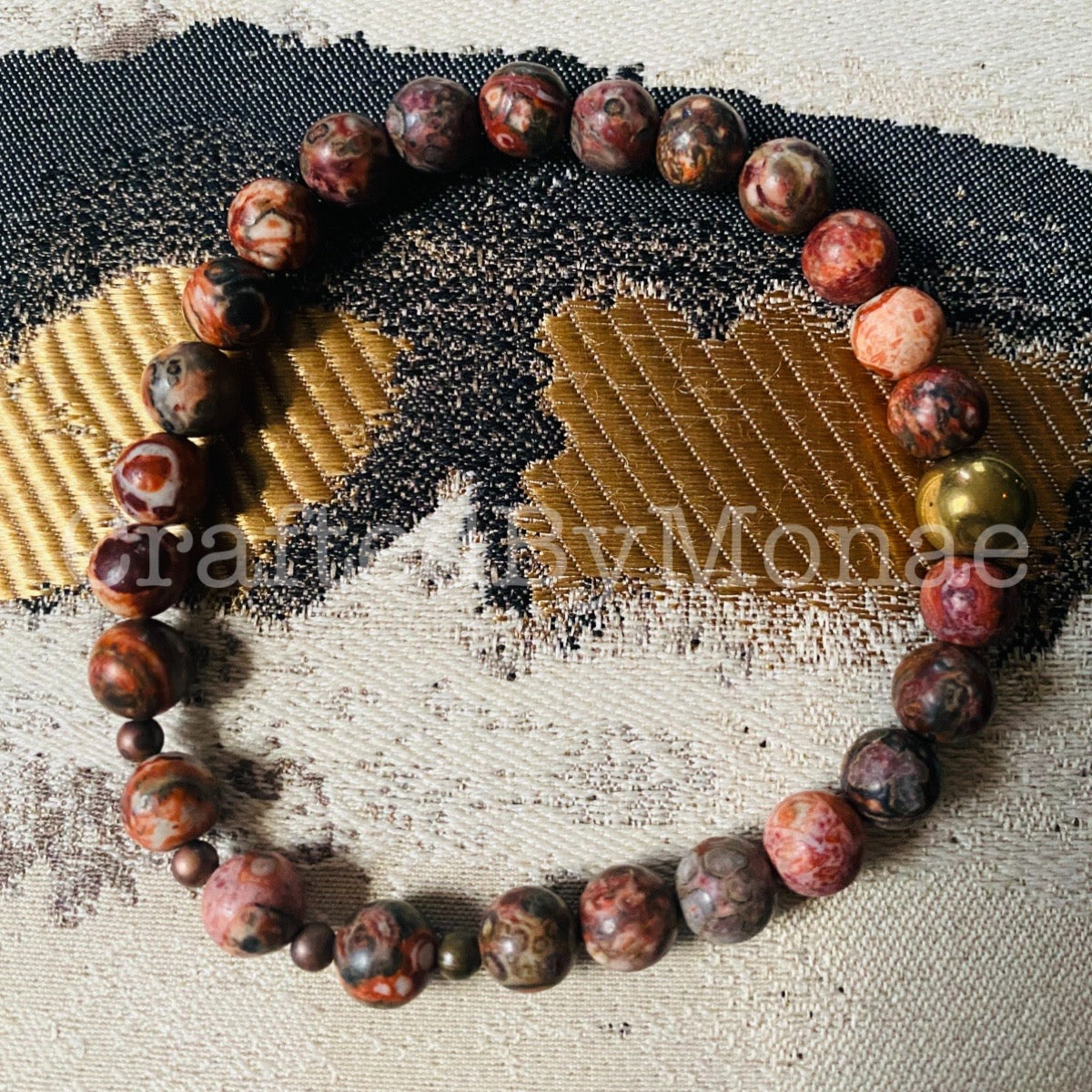Leopard Jasper with Gold Accents Energy Beads