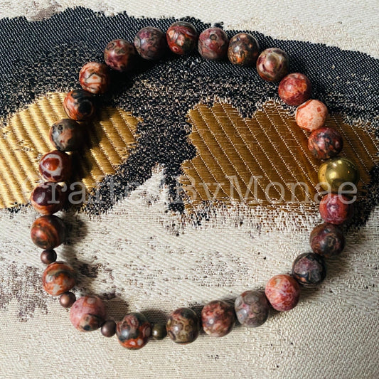 Leopard Jasper with Gold Accents Energy Beads