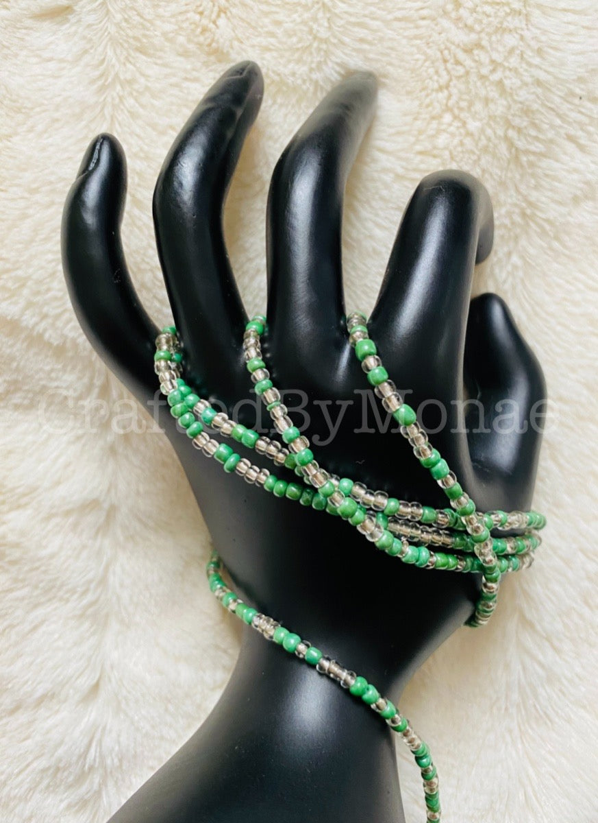 Clear and Sage Green Vibes Waistbeads