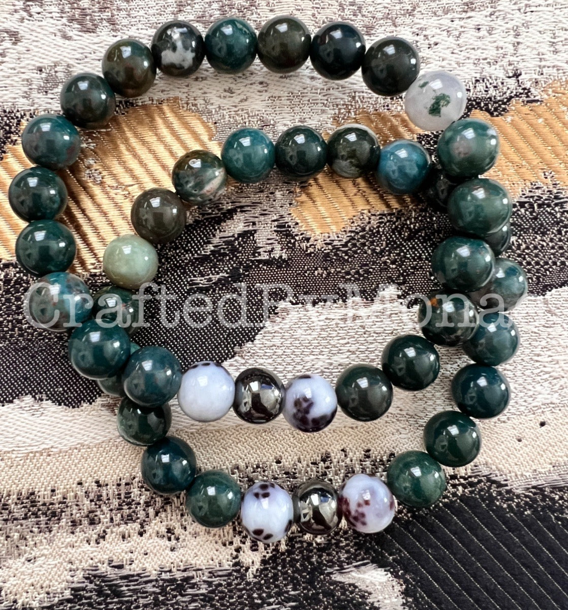 Bloodstone with Chrome Accent Energy Beads
