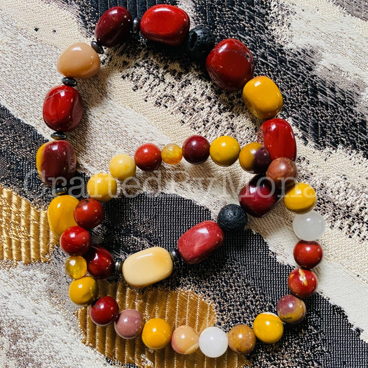Mookaite Jasper with Onyx Stones Energy Beads