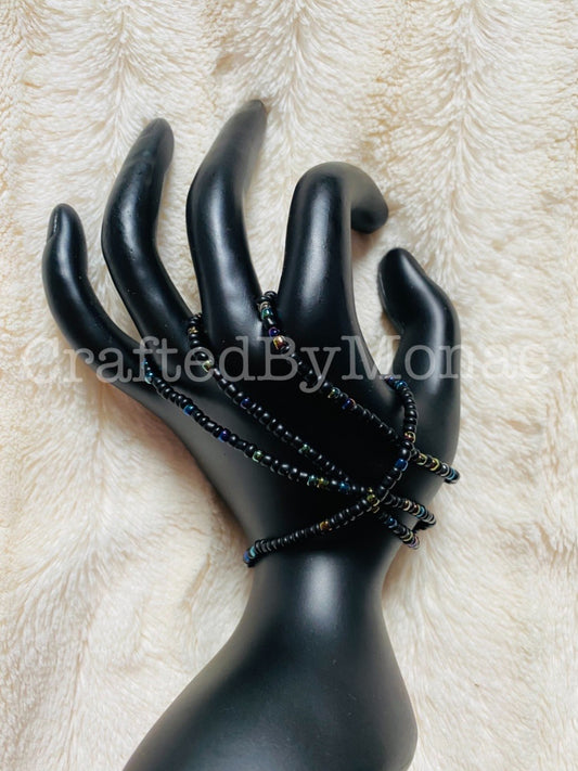 Black and Iridescent Vibes Waistbeads