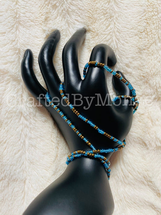 Clear Icy Blue and Bronze Vibes Waistbeads