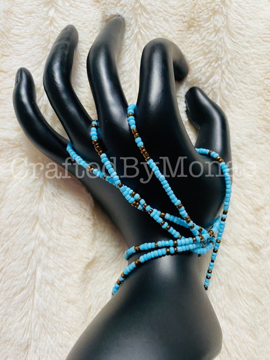 Sky Blue and Bronze Vibes Waistbeads
