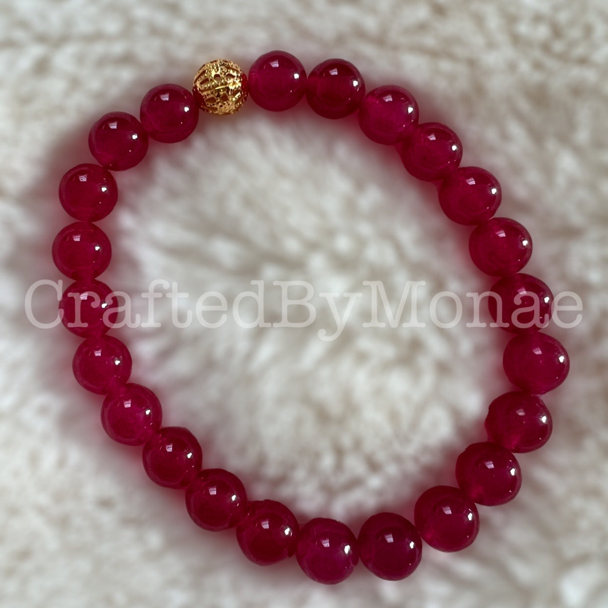 Red Berry Jade with Gold Accent Energy Vibes Bracelet