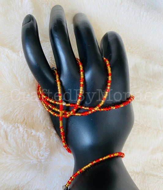 Red and Gold Lovers’ Vibes Waistbeads