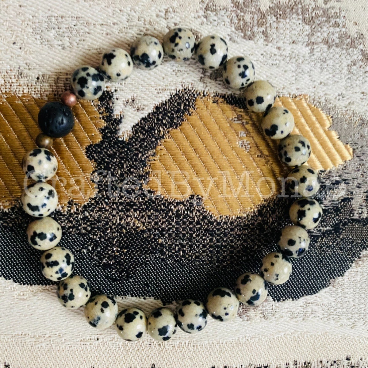 Dalmatian Jasper with Lava Stone Accent Energy Beads