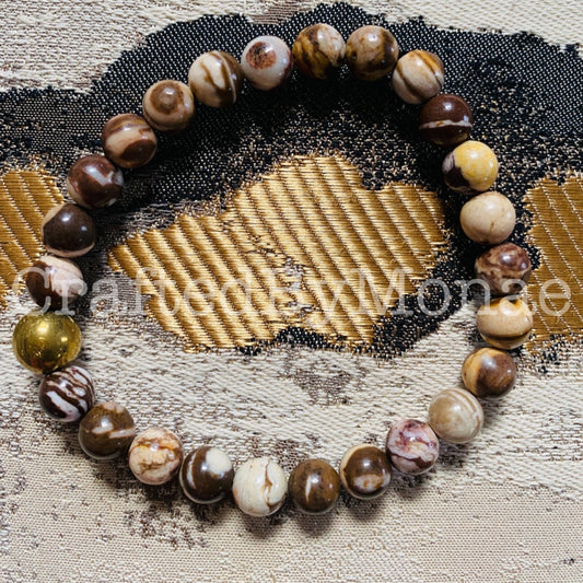 Chocolate Zebra Stone with Gold Accent Energy Beads