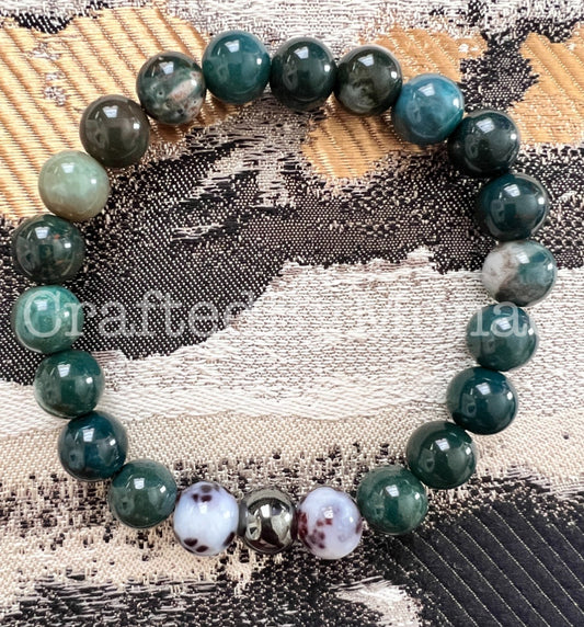 Bloodstone with Chrome Accent Energy Beads