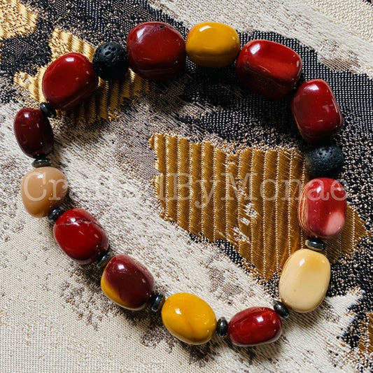 Mookaite Jasper with Onyx Stones Energy Beads