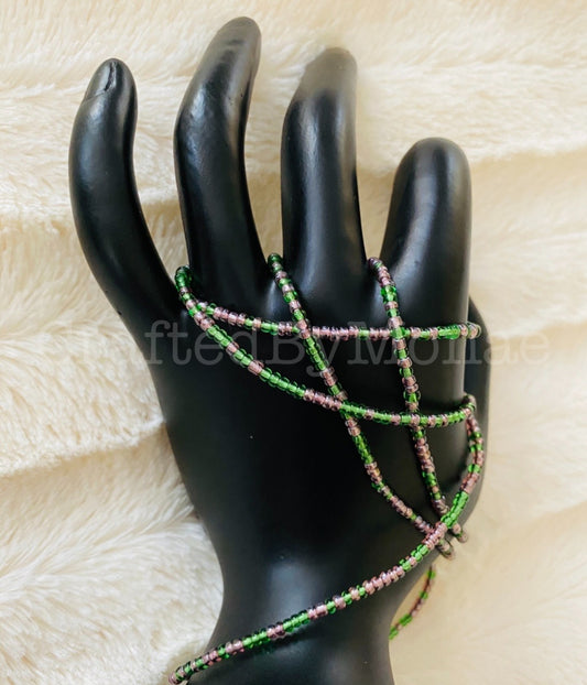 Smoky Purple and Clear Green Vibes Waistbeads