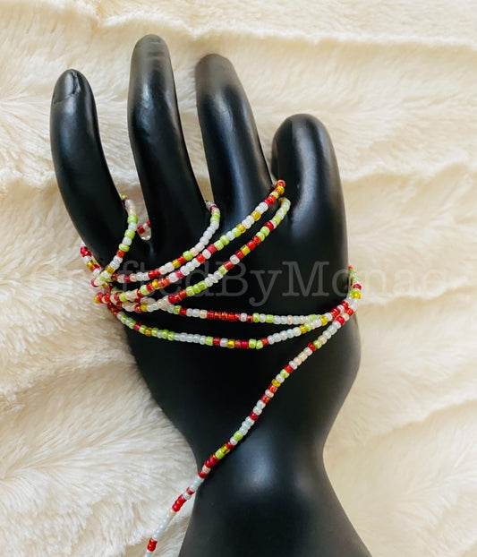 Red, Yellow, Green Pearl Pepper Vibes Waistbeads